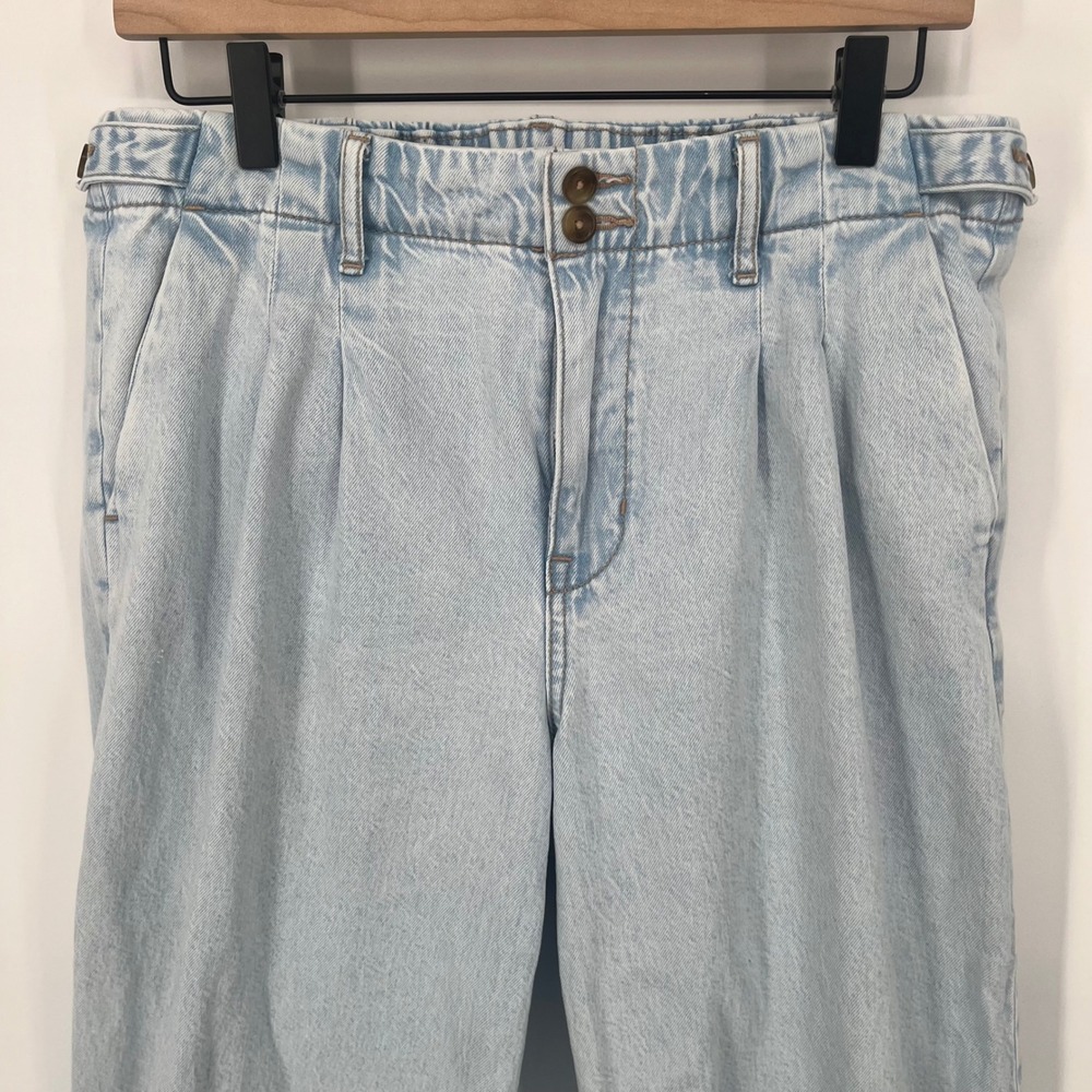 American Eagle Wide Leg Jeans Women Size 8 Light Blue Strigid High Rise Denim - Picture 2 of 15